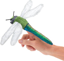 Load image into Gallery viewer, Mini Dragonfly Folkmanis Puppet, Green, Blue, White