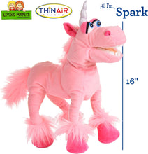 Load image into Gallery viewer, Living Puppets Spark 16-Inch Pink Unicorn Hand Puppet