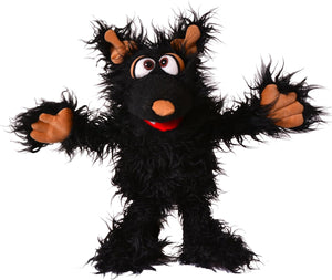 Living Puppets Grif 12-Inch Plush Black Dog Hand Puppet