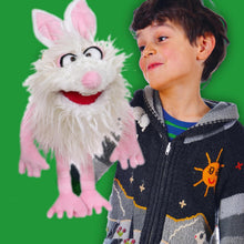Load image into Gallery viewer, Living Puppets Furball 14-Inch Plush White Bunny Rabbit Hand Puppet