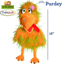 Load image into Gallery viewer, Living Puppets Purdey  18" Orange-Green Bird Plush Hand Puppet