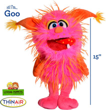 Load image into Gallery viewer, Living Puppets Goo 15-Inch Plush Pink &amp; Orange Friendly Monster Hand Puppet