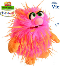 Load image into Gallery viewer, Living Puppets Vic 9-Inch Pink Plush Friendly Monster Hand Puppet