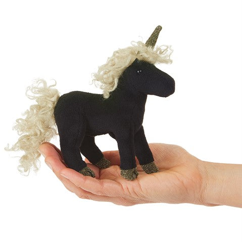 Mini Unicorn, Black Folkmanis Puppet