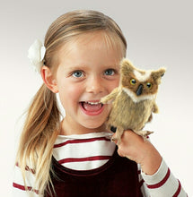Load image into Gallery viewer, Mini Owl, Great Horned Folkmanis Puppet