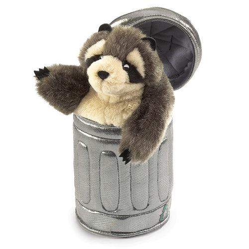 Raccoon in Garbage Can Folkmanis Puppet