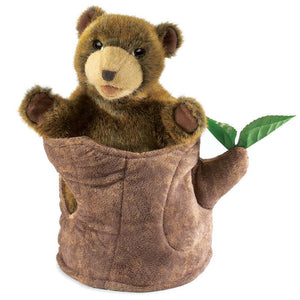 Bear In Tree Stump Folkmanis Puppet