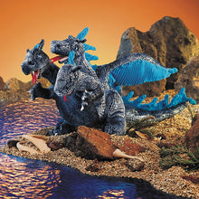 Load image into Gallery viewer, Dragon, Three-Headed - Blue Folkmanis Puppet