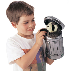 Raccoon in Garbage Can Folkmanis Puppet