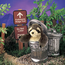 Load image into Gallery viewer, Raccoon in Garbage Can Folkmanis Puppet